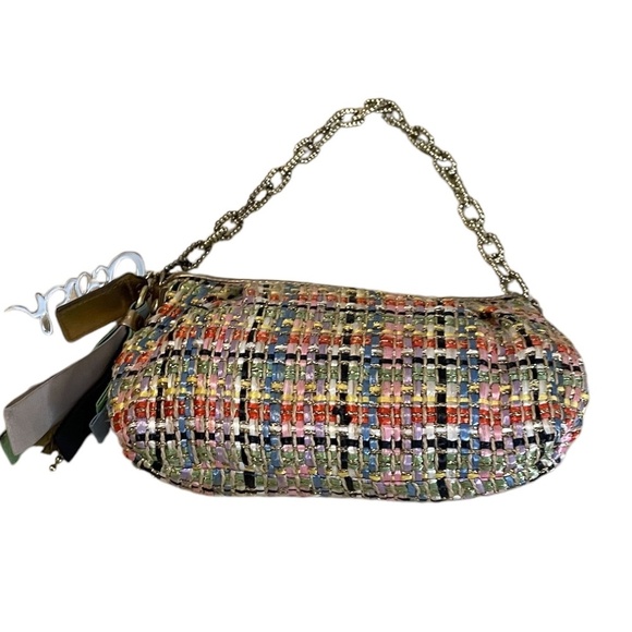 Vintage Coach Multi Ribbon & Woven Threaded & Chain Clutch Purse - Picture 2 of 11
